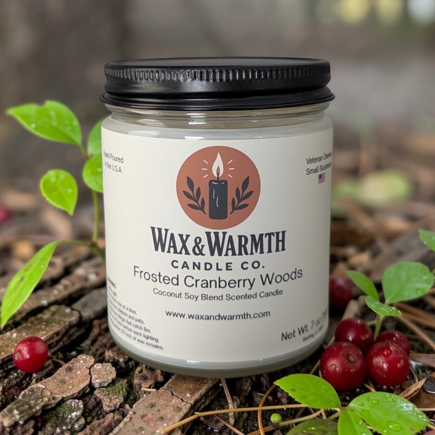 Cranberry Evergreen Coconut Soy Candle 7 oz - Frosted Cranberry